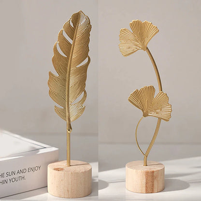 Nordic Gold Ginkgo Leaf Crafts Leaves Sculpture